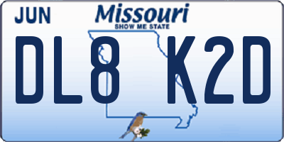 MO license plate DL8K2D