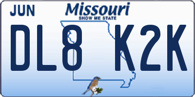 MO license plate DL8K2K
