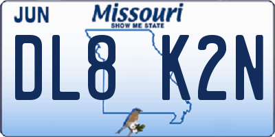 MO license plate DL8K2N