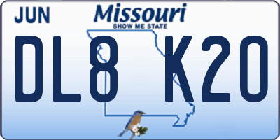 MO license plate DL8K2O