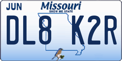 MO license plate DL8K2R