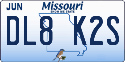 MO license plate DL8K2S