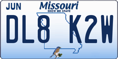 MO license plate DL8K2W