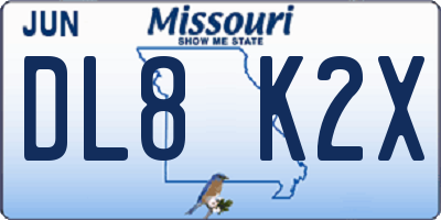MO license plate DL8K2X