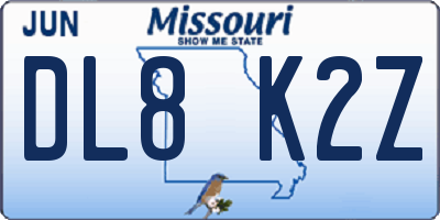 MO license plate DL8K2Z