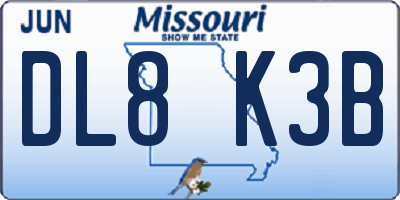 MO license plate DL8K3B