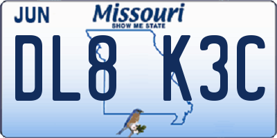 MO license plate DL8K3C