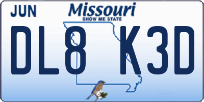 MO license plate DL8K3D