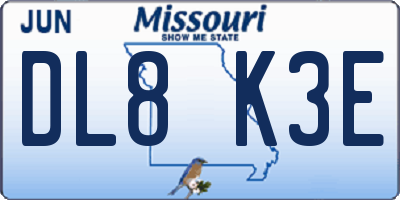 MO license plate DL8K3E