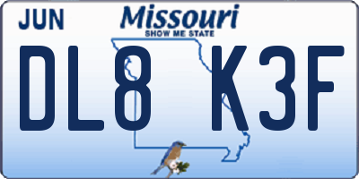 MO license plate DL8K3F