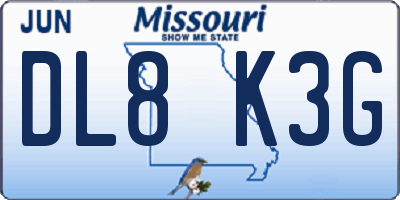 MO license plate DL8K3G