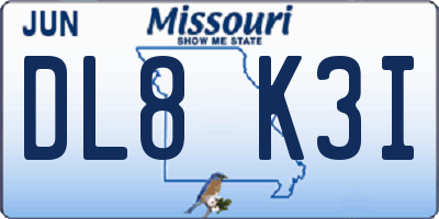 MO license plate DL8K3I