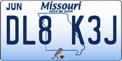 MO license plate DL8K3J
