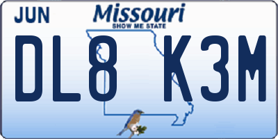 MO license plate DL8K3M
