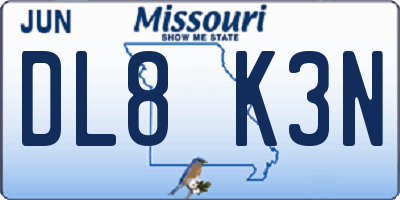 MO license plate DL8K3N