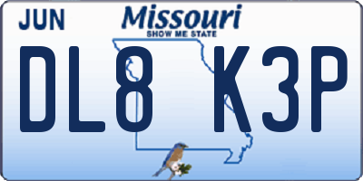 MO license plate DL8K3P