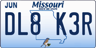 MO license plate DL8K3R