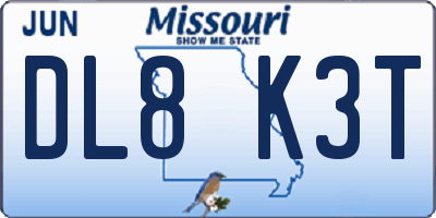 MO license plate DL8K3T