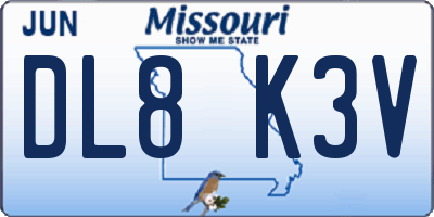 MO license plate DL8K3V