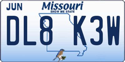 MO license plate DL8K3W
