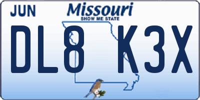 MO license plate DL8K3X