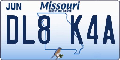 MO license plate DL8K4A