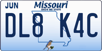 MO license plate DL8K4C