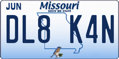 MO license plate DL8K4N