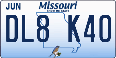 MO license plate DL8K4O