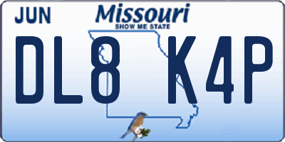 MO license plate DL8K4P