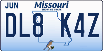 MO license plate DL8K4Z