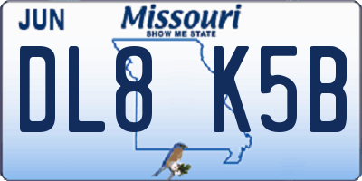 MO license plate DL8K5B
