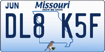 MO license plate DL8K5F