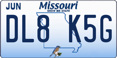 MO license plate DL8K5G
