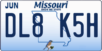 MO license plate DL8K5H