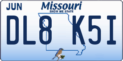 MO license plate DL8K5I