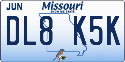 MO license plate DL8K5K