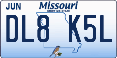 MO license plate DL8K5L
