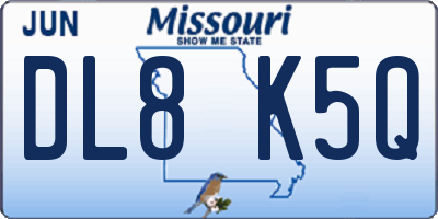 MO license plate DL8K5Q
