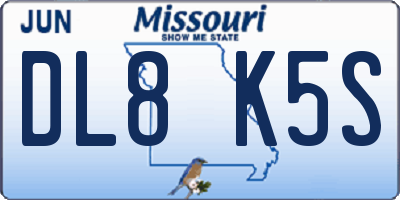 MO license plate DL8K5S