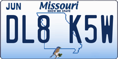 MO license plate DL8K5W