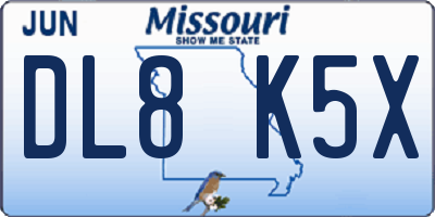 MO license plate DL8K5X