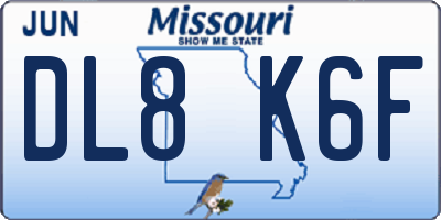 MO license plate DL8K6F