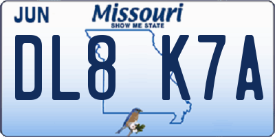 MO license plate DL8K7A