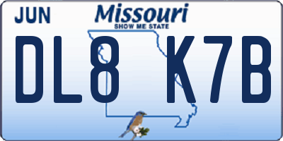 MO license plate DL8K7B