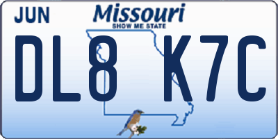 MO license plate DL8K7C