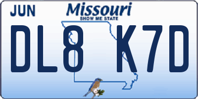 MO license plate DL8K7D