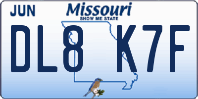 MO license plate DL8K7F