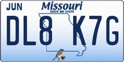 MO license plate DL8K7G