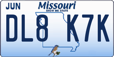 MO license plate DL8K7K